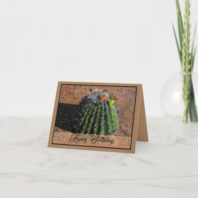 Barrel Cactus Folded Greeting Card (Front)