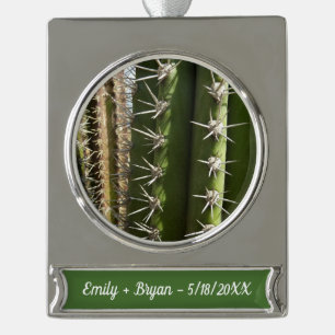 Barrel Cactus II Desert Nature Photo Silver Plated Banner Ornament