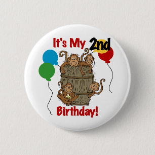 Barrel of Monkeys 2nd Birthday Tshirts and Gifts 6 Cm Round Badge