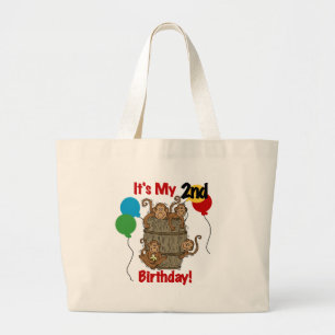 Barrel of Monkeys 2nd Birthday Tshirts and Gifts Large Tote Bag