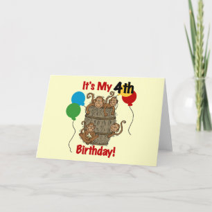 Barrel of Monkeys 4th Birthday Card