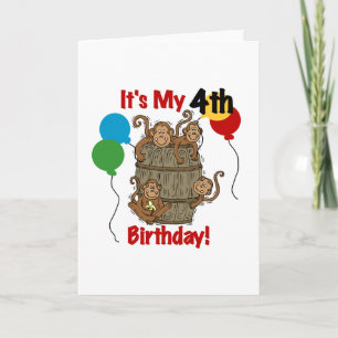 Barrel of Monkeys 4th Birthday Card