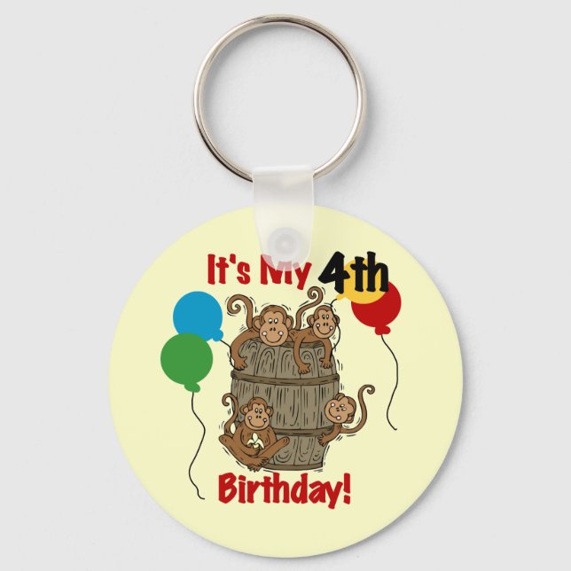Barrel of Monkeys 4th Birthday Key Ring (Front)