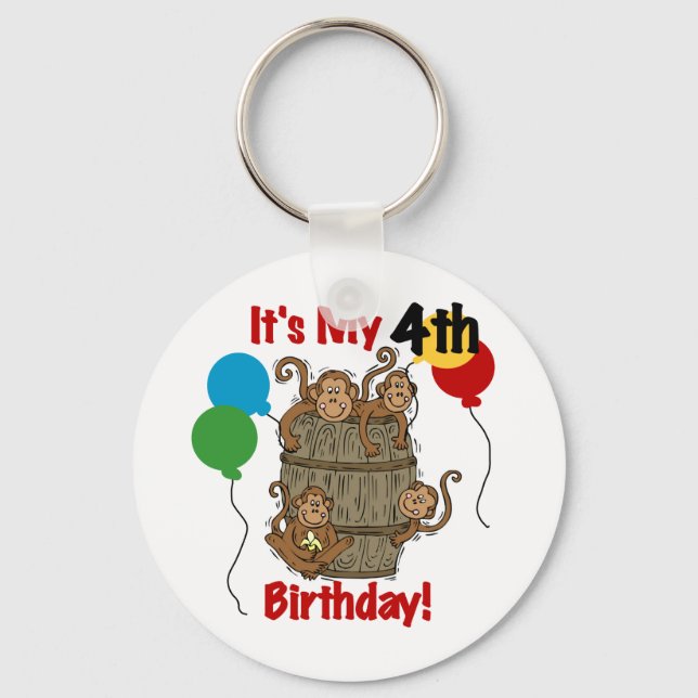 Barrel of Monkeys 4th Birthday Key Ring (Front)