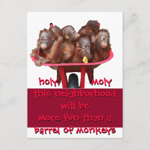 Barrel of Monkeys Fun Moving Change Announcement Postcard