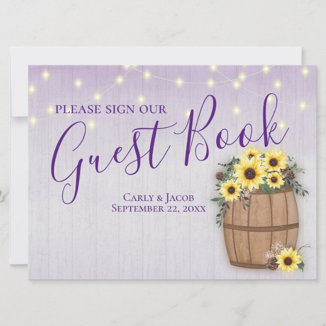 Barrel of Sunflowers Guest Book Sign (Front)