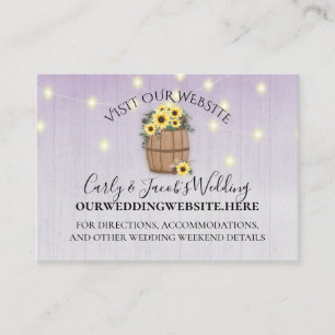 Barrel of Sunflowers Purple Wood Website Info Business Card