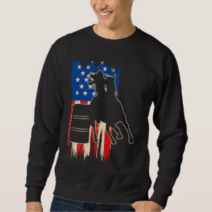 Barrel Racer American Flag Patriotic Rodeo Barrel  Sweatshirt