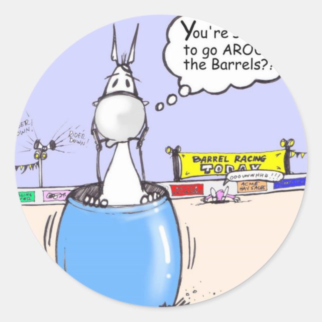 Barrel Racer Classic Round Sticker (Front)