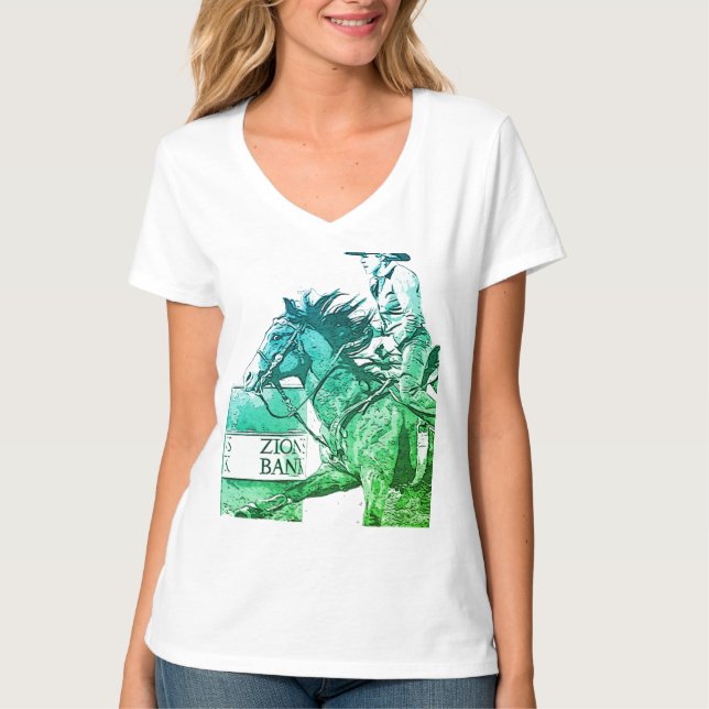 Barrel Racer II (teal/green) T-Shirt (Front)