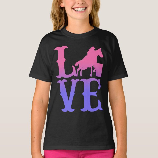 Barrel Racer Love Horse Riding T-Shirt (Front)