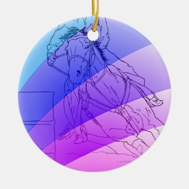 Barrel Racer (pastel rainbow) Ceramic Tree Decoration (Front)