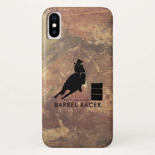 Barrel Racer Silhouette on Brown Grunge Case-Mate iPhone Case (Back)