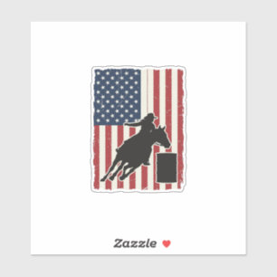 Barrel Racing American Flag Vintage Vector Design_