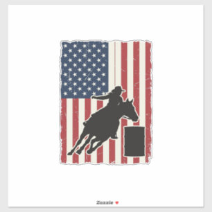 Barrel Racing American Flag Vintage Vector Design_