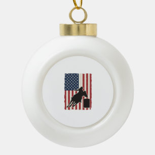 Barrel Racing American Flag Vintage Vector Design_ Ceramic Ball Christmas Ornament