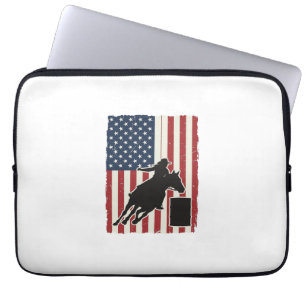 Barrel Racing American Flag Vintage Vector Design_ Laptop Sleeve