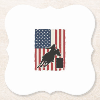 Barrel Racing American Flag Vintage Vector Design_ Paper Coaster