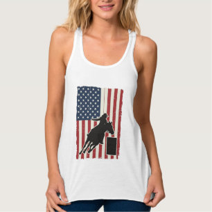 Barrel Racing American Flag Vintage Vector Design_ Singlet