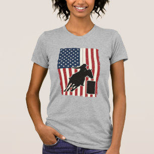 Barrel Racing American Flag Vintage Vector Design_ T-Shirt