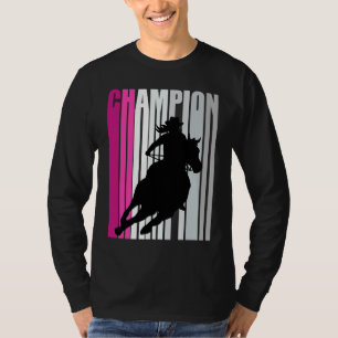 Barrel Racing Champion Horse Riding Pink Retro Cow T-Shirt