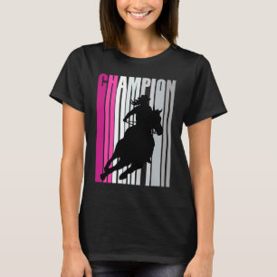 Barrel Racing Champion Horse Riding Pink Retro Cow T-Shirt