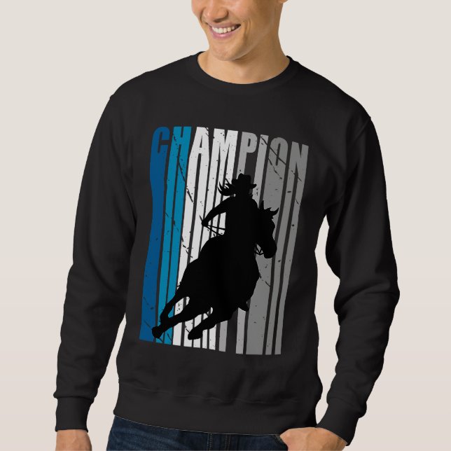 Barrel Racing Champion Horse Riding Teal Cowgirl W Sweatshirt (Front)