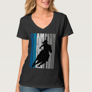 Barrel Racing Champion Horse Riding Teal Cowgirl W T-Shirt