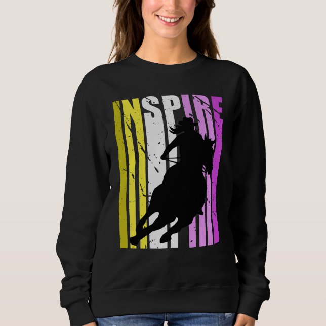 Barrel Racing Fierce Cowgirl Hat Western Pink Yell Sweatshirt (Front)