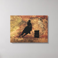 Barrel Racing Girl Silhouette on a Grunge Texture