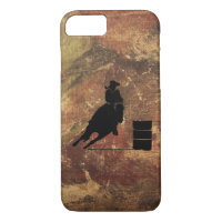 Barrel Racing Girl Silhouette on a Grunge Texture