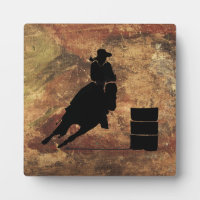 Barrel Racing Girl Silhouette on a Grunge Texture