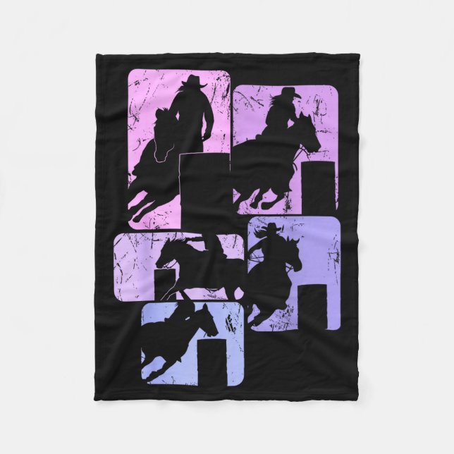 Barrel Racing Horse Barrel Racer Rodeo Cowgirl Wom Fleece Blanket (Front)