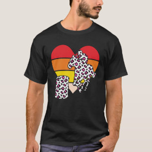 Barrel Racing Leopard Graphic Heart Retro Cowgirl T-Shirt