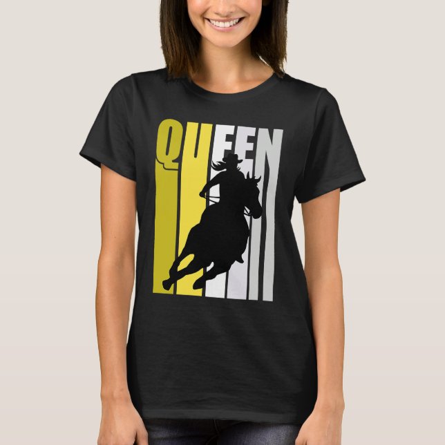 Barrel Racing Queen Rodeo Women Cowgirls Retro Yel T-Shirt (Front)