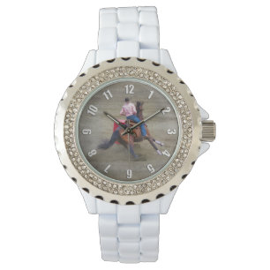 Barrel-Racing Rodeo Cowgirl Design Watch