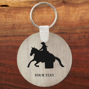 Barrel Racing Rodeo Equestrian Custom Keychain