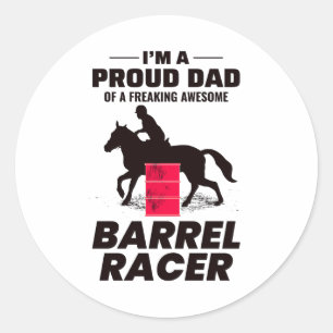 Barrel Racing Rodeo Horse Riding Funny Classic Round Sticker