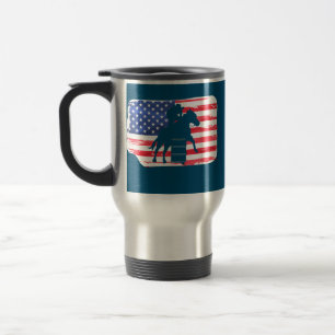 Barrel Racing USA American Flag Barrel Racer Travel Mug