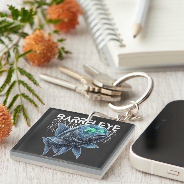 Barreleye Fish - Cyberpunk Deep Sea Predator Key Ring (Front Right)