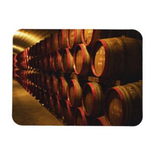 Barrels of Tokaj wine stacked in the Disznoko Magnet