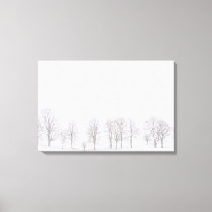 Barren trees in winter in snow white world canvas print