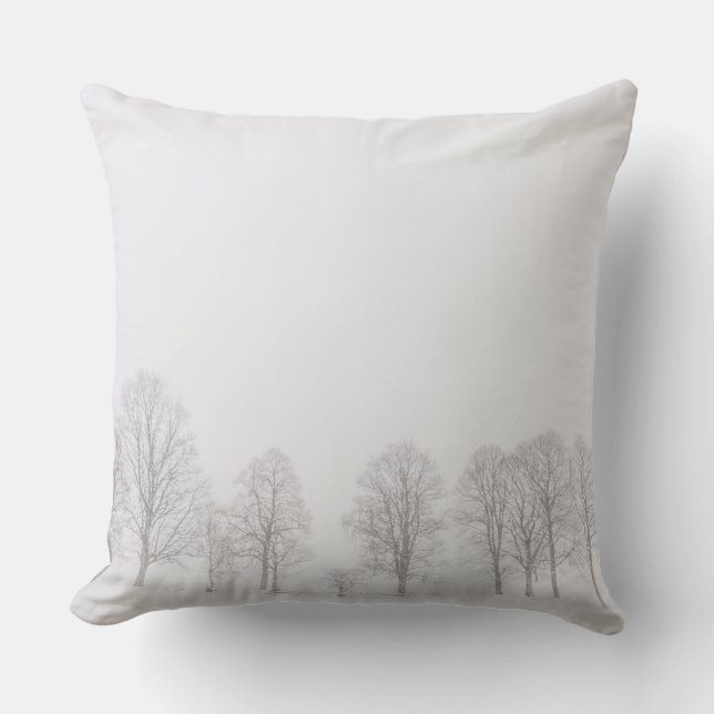Barren trees in winter in the snow throw pillow (Front)