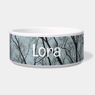 Barren Trees Pet Bowl with LOLA Text