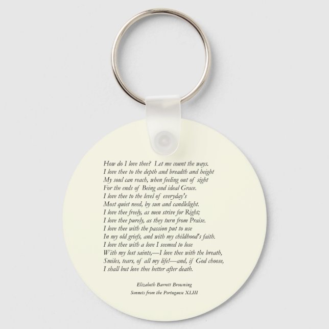 Barrett Browning - Sonnets from the Portuguese 43 Key Ring (Front)
