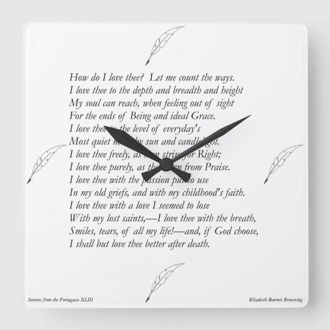 Barrett Browning - Sonnets from the Portuguese 43 Square Wall Clock (Front)