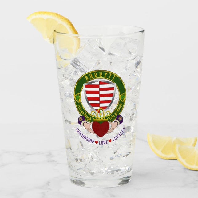 Barrett Irish Shield & Claddagh Beer Glass (Front Ice)