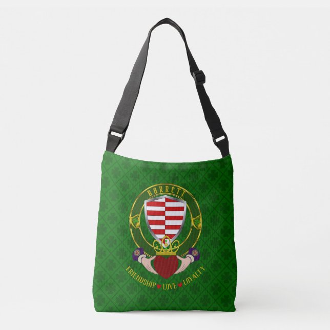 Barrett Irish Shield & Claddagh Crossbody Bag (Front)