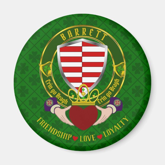 Barrett Irish Shield & Claddagh Magnet (Front)