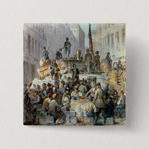 Barricades in Marzstrasse, Vienna, 1848 15 Cm Square Badge